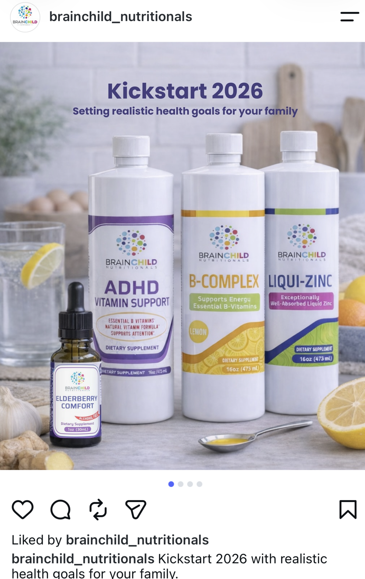 An Instagram post by BrainChild Nutritionals advertising some of its products.